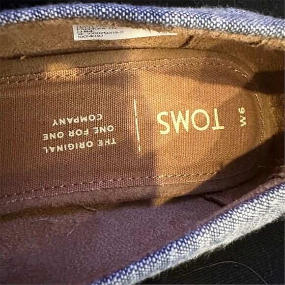 TOMS Women's Blue Chambray Wedge Slip-On Peep Toe Heels Casual size 6 - Picture 11 of 12